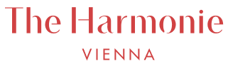 Logo des Boutique Hotel The Harmonie Vienna in Wien in roter Schrift